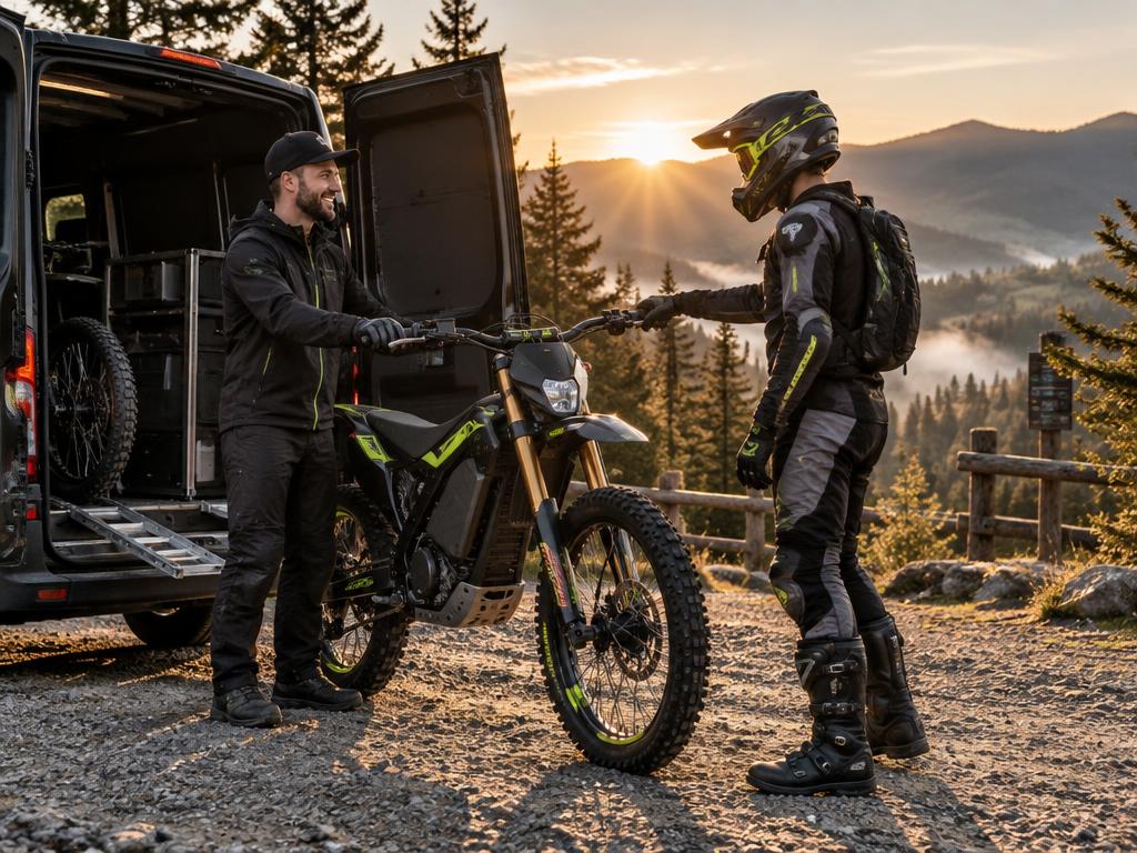 Gotowy motocykl elektryczny S&S Ride przed jazdą